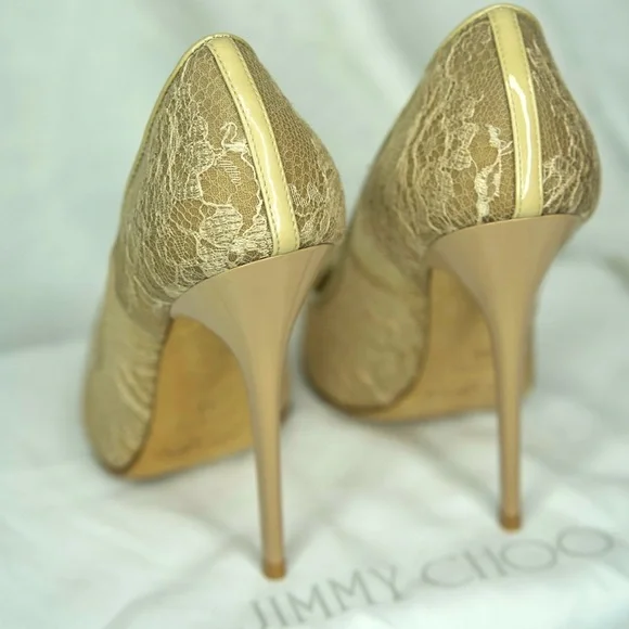 Jimmy Choo Tan Lace Heels - Picture 4 of 7